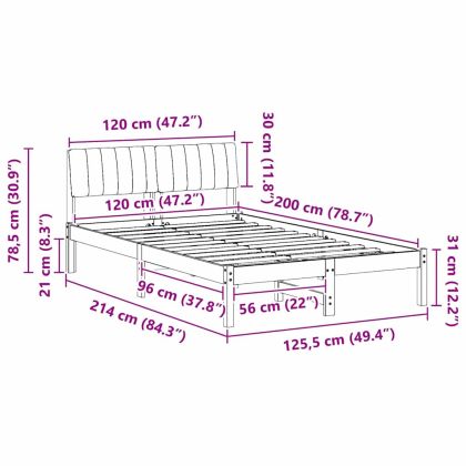 Рамка на леглото с таблото Бял и светлосив 120 x 200 cm