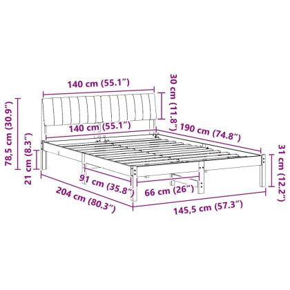 Рамка на леглото с таблото Бял и светлосив 140 x 190 cm