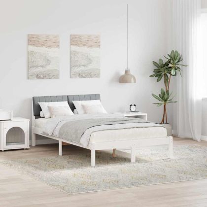 Рамка на леглото с таблото Бял и светлосив 120 x 190 cm