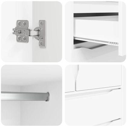 Шкаф за баня с чекмедже Бяло 79,5 x 49 x 156 см Инженерно дърво