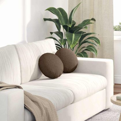 Възглавници за седалки 2 pcs Кафяво Ø30 x 13 см текстил