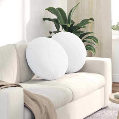 Възглавници за седалки 2 pcs Бяло Ø50 x 19 см текстил