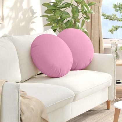 Възглавници за седалки 2 pcs Розово Ø50 x 19 см текстил
