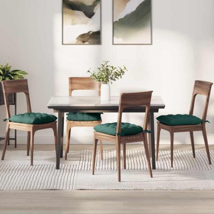 Възглавници за седалки 2 pcs Тъмен зелен 40 x 40 x 6 cm текстил