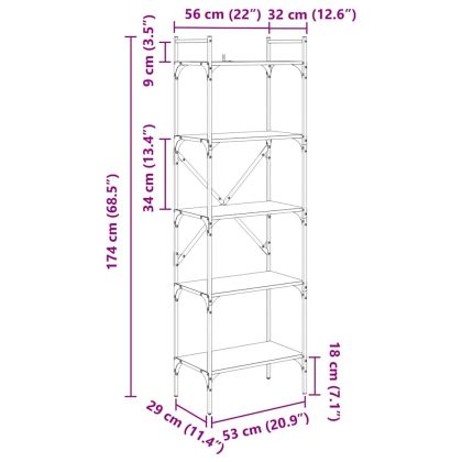 Библиотека Дъб 56 x 32 x 174 см Инженерно дърво