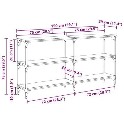 Конзолна маса Дъб 150 x 29 x 75 см Конструирано дърво и метал.