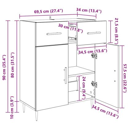 Служебен шкаф Черния дъб 69,5 x 34 x 90 см Инженерно дърво