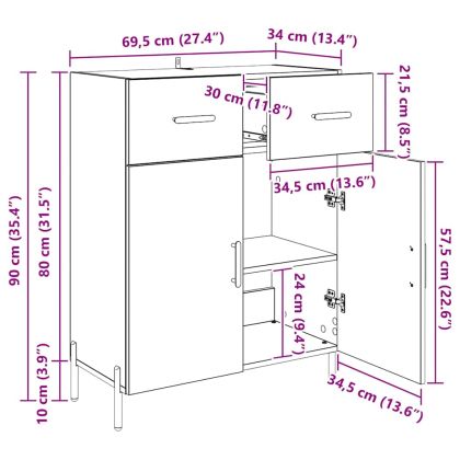 Служебен шкаф Черния дъб 69,5 x 34 x 90 см Инженерно дърво