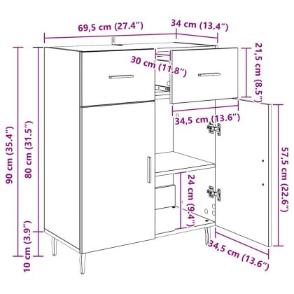 Служебен шкаф Старо дърво 69,5 x 34 x 90 см Инженерно дърво