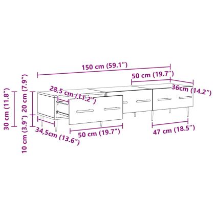 ТВ шкаф с чекмедже Дъб 150 x 36 x 30 см Инженерно дърво