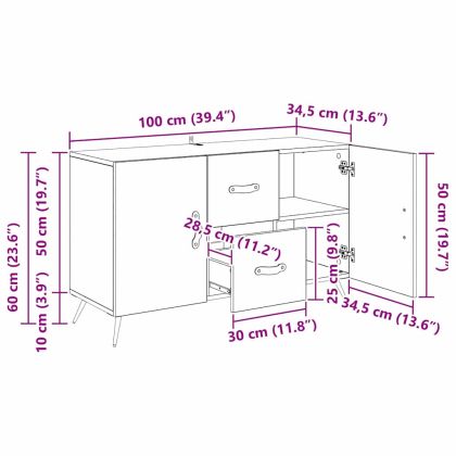 Служебен шкаф Черния дъб 100 x 36 x 60 см Инженерно дърво