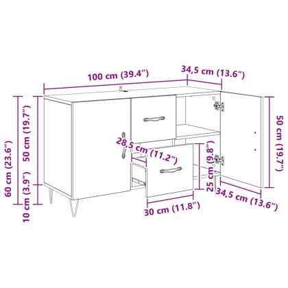 Служебен шкаф Черния дъб 100 x 36 x 60 см Инженерно дърво
