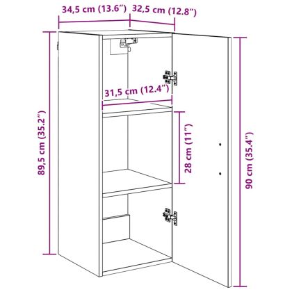 Стенен шкаф Черния дъб 34,5 x 34 x 90 см Инженерно дърво
