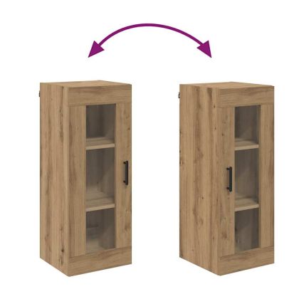 Стенен шкаф Дъб 34,5 x 34 x 90 см Инженерна дървесина и стъкло