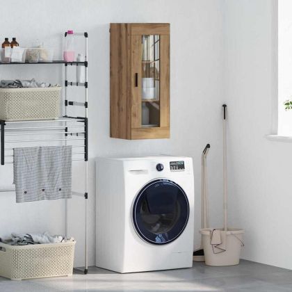 Стенен шкаф Дъб 34,5 x 34 x 90 см Инженерна дървесина и стъкло