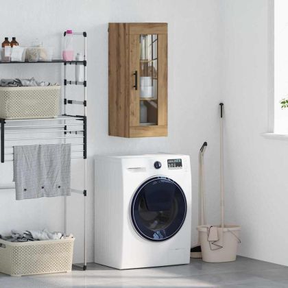 Стенен шкаф Дъб 34,5 x 34 x 90 см Инженерна дървесина и стъкло