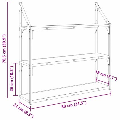 Стенен рафт с рафт Дъб 80 x 21 x 78,5 cm Инженерно дърво
