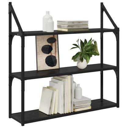 Стенен рафт с рафт Черния дъб 80 x 21 x 78,5 cm Инженерно дърво