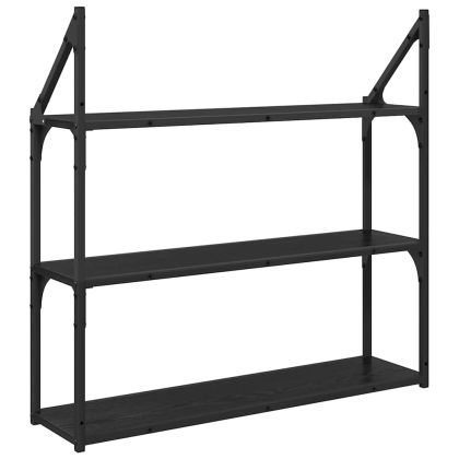 Стенен рафт с рафт Черния дъб 80 x 21 x 78,5 cm Инженерно дърво