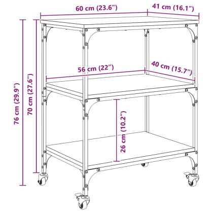 Кухненска количка Черния дъб 60 x 41 x 76 см Инженерно дърво