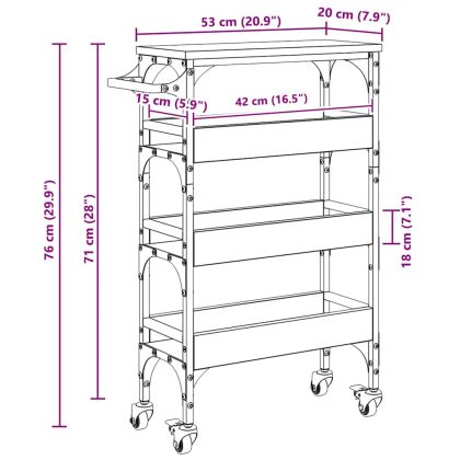 Кухненска количка Черния дъб 53 x 20 x 76 см Инженерно дърво