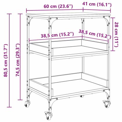 Кухненска количка Старо дърво 60 x 41 x 80.5 см Инженерно дърво