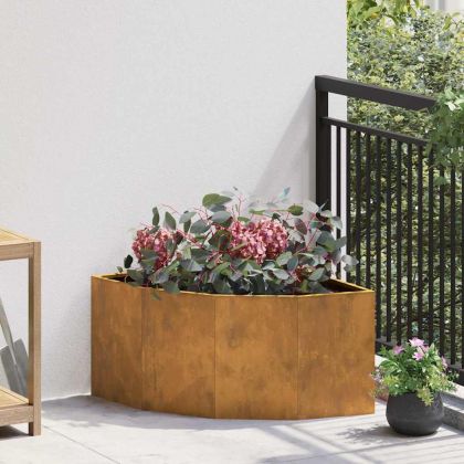 Ъглов сандък за цветя Ръждясало 60 x 60 x 35 cm
