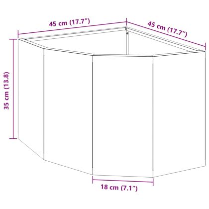 Ъглов сандък за цветя Черно 45 x 45 x 35 cm Стомана