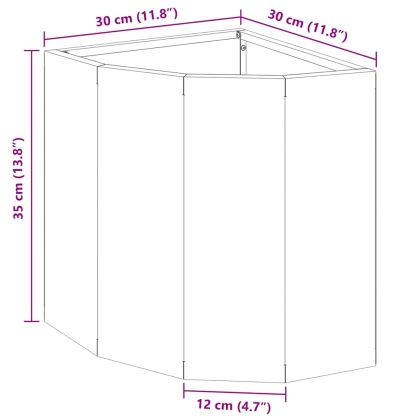 Ъглов сандък за цветя Антрацит 30 x 30 x 35 см Стомана