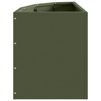 Ъглов сандък за цветя Маслиненозелен 30 x 30 x 35 см Стомана