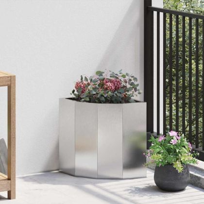 Ъглов сандък за цветя Сребрист 30 x 30 x 35 см