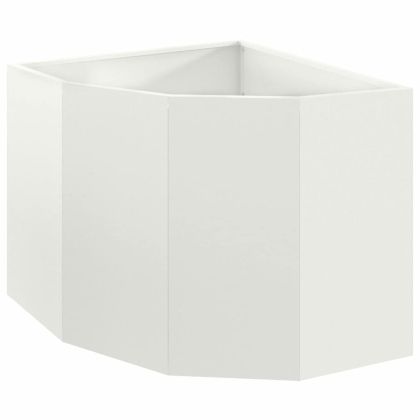 Ъглов сандък за цветя Бяло 60 x 60 x 50 см Стомана