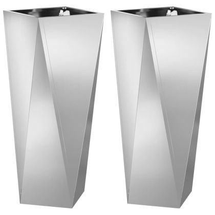 Кашпа 2 pcs Сребрист 30 x 30 x 75 см Галванизирана стомана