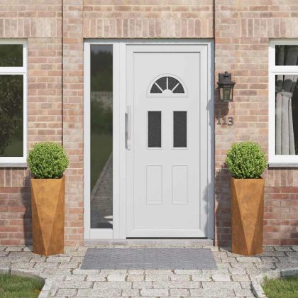 Кашпа 2 pcs Ръждясало 30 x 30 x 75 см Патинираща стомана