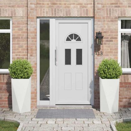 Кашпа 2 pcs Бяло 40 x 40 x 75 cm Стомана