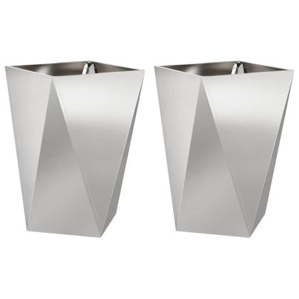 Кашпа 2 pcs Сребрист 50 x 50 x 75 cm Неръждаема стомана