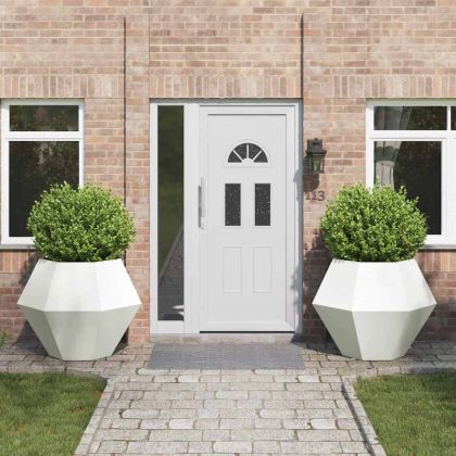 Кашпа 2 pcs Бяло 100 x 100 x 80 см Стомана