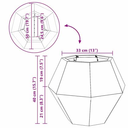 Кашпа Сребрист 50 x 50 x 40 cm Галванизирана стомана
