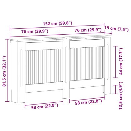 Калъф за радиатор Циментено сиво 152 x 19 x 81,5 cm