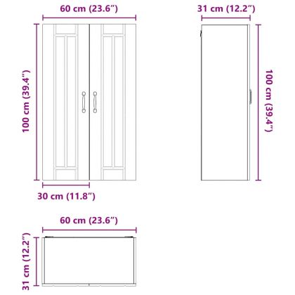 Кухненски шкаф Циментено сиво 60 x 31 x 100 см Инженерно дърво