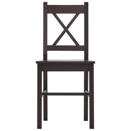 Трапезен комплект, 7 части, борова дървесина, тъмнокафяв