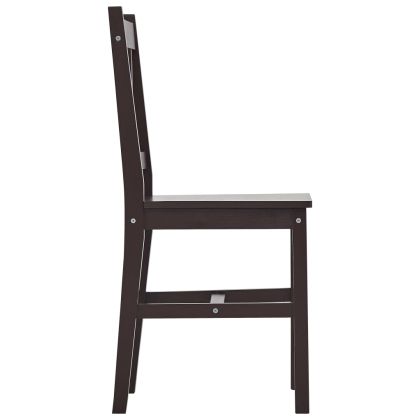 Трапезен комплект, 7 части, борова дървесина, тъмнокафяв