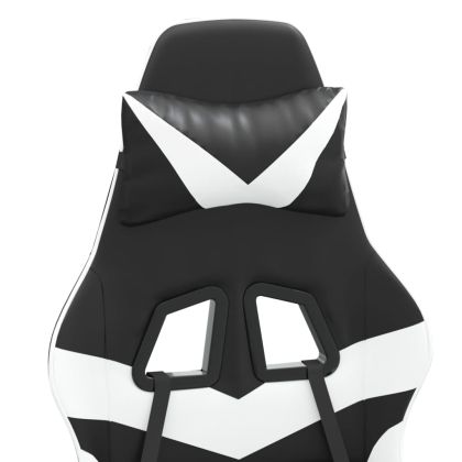 Гейминг стол, черно и бяло, изкуствена кожа