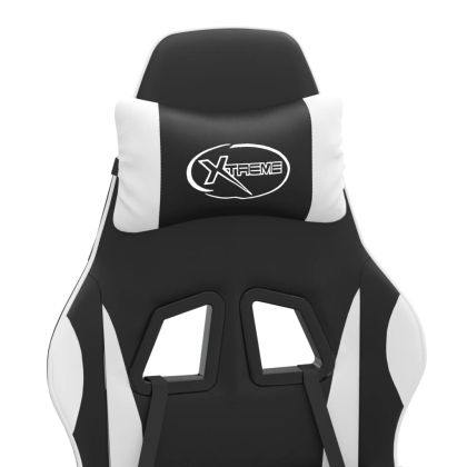 Гейминг стол, черно и бяло, изкуствена кожа