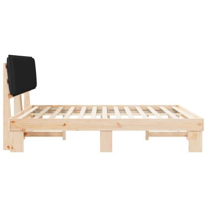 Леглова рамка с тапицирана гръбна част Черно 200 x 200 cm