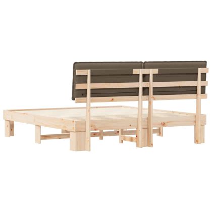 Леглова рамка с тапицирана гръбна част Таупе 200 x 200 cm