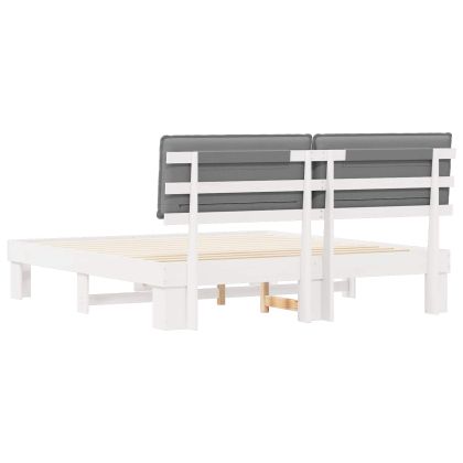 Леглова рамка с тапицирана гръбна част Светлосиво 200 x 200 cm