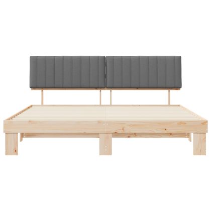 Леглова рамка с тапицирана гръбна част Светлосиво 200 x 200 cm