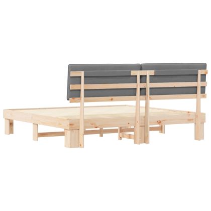 Леглова рамка с тапицирана гръбна част Светлосиво 200 x 200 cm