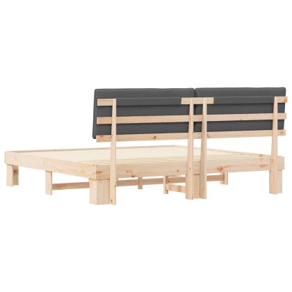 Леглова рамка с тапицирана гръбна част Тъмен сив 200 x 200 cm